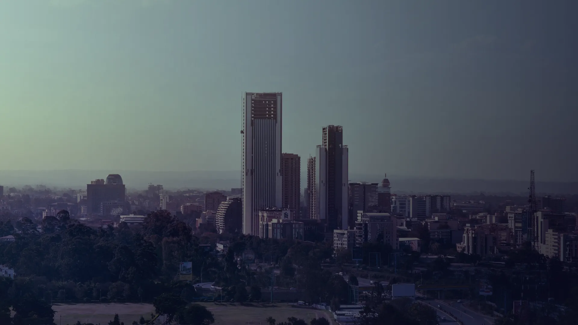 Nairobi skyline at golden hour
